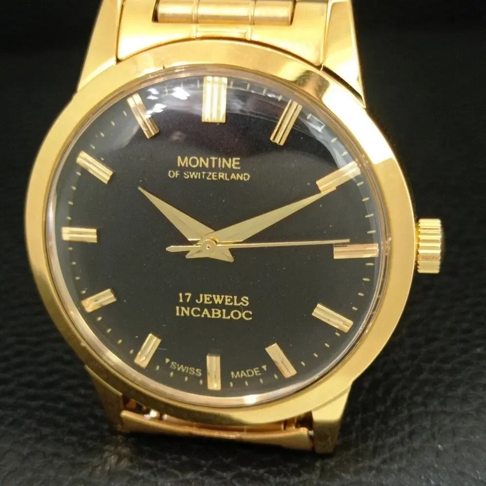 Vintage 1984 Montine Of Switzerland Manual Mens Gold Watch W/Steel Strap